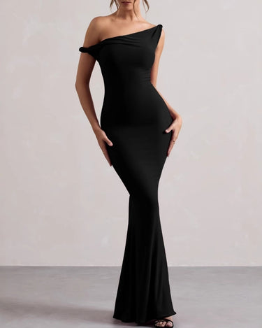 One-Shoulder Bodycon Long Dress - Old Money