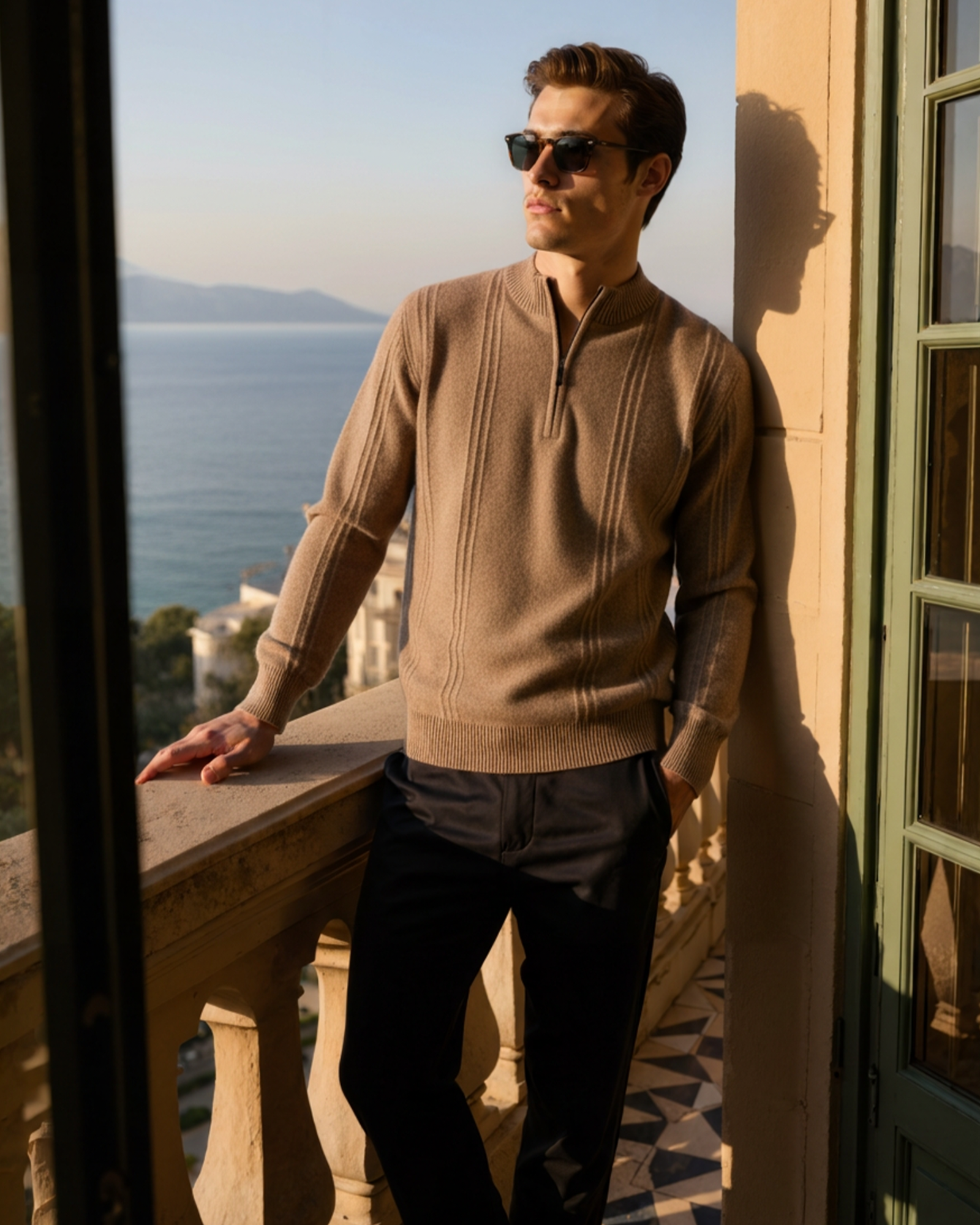 100% Cashmere Ribbed Half Zip - Old Money