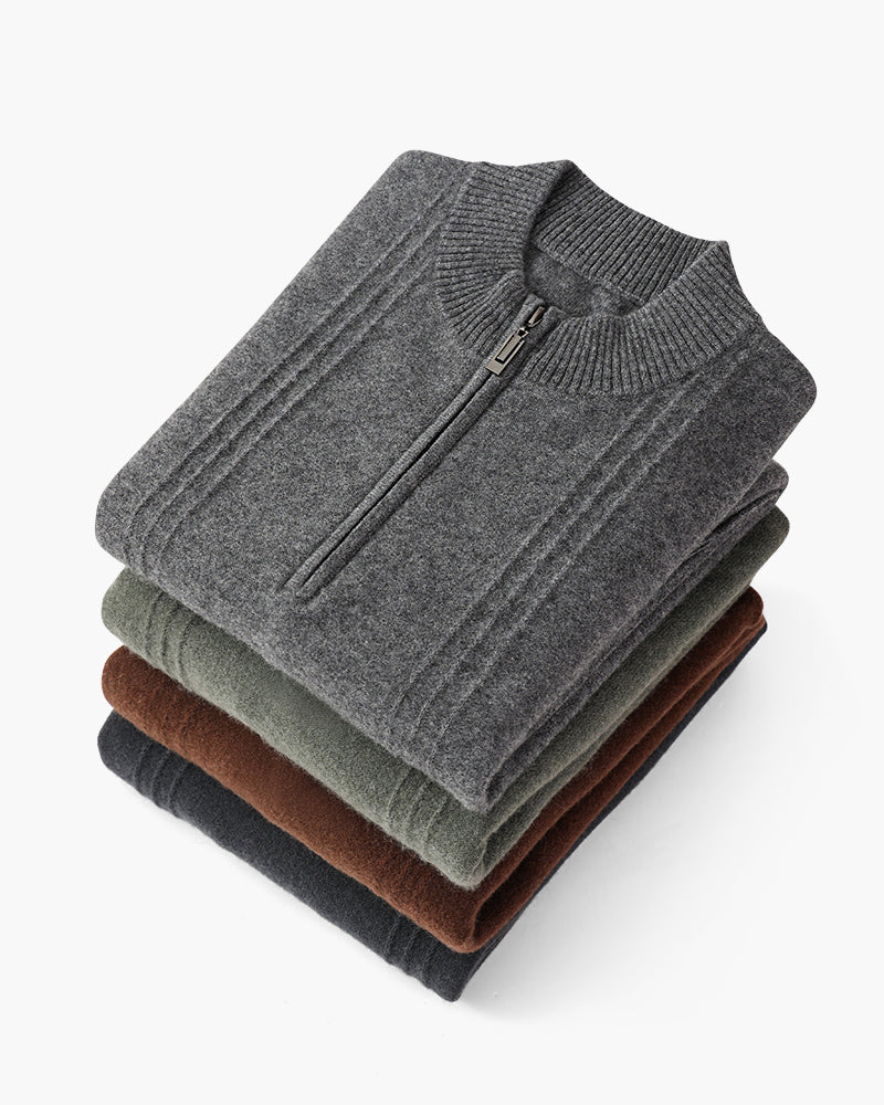 100% Cashmere Ribbed Half Zip - Old Money