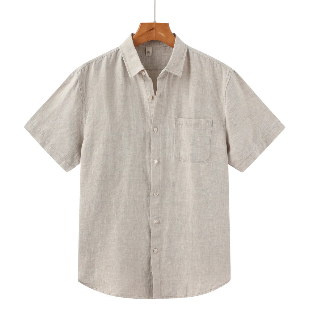 Cape Town - Linen Shirt (Shortsleeve)-Beige