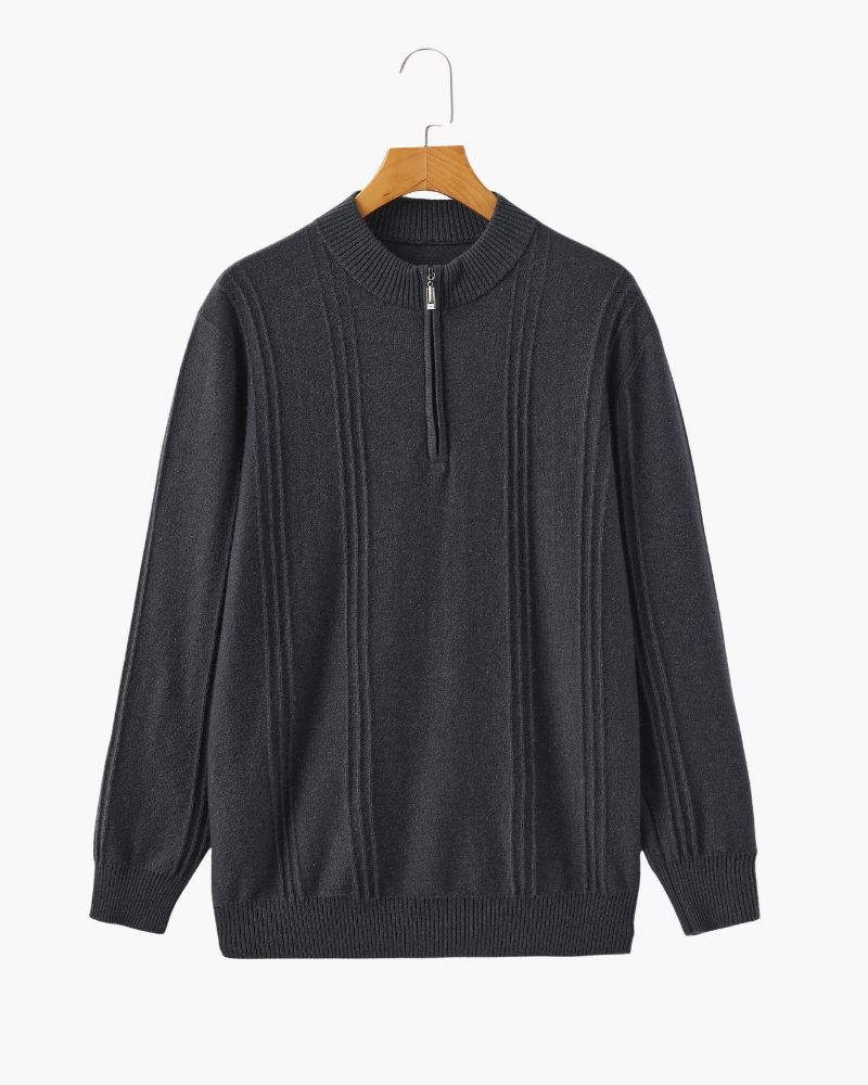 100% Cashmere Ribbed Half Zip - Old Money