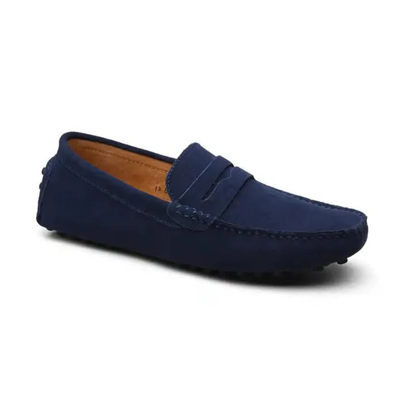 Suede Driver Loafers-Marine