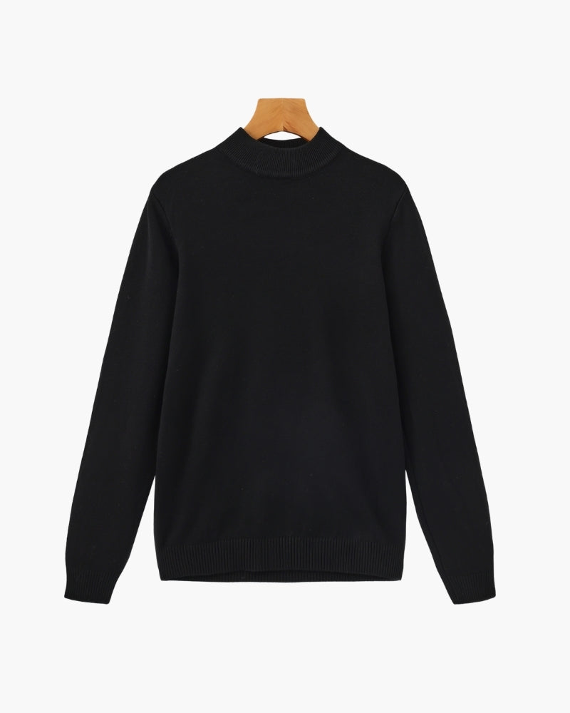 Essential Ribbed Mock Neck Sweater - Old Money