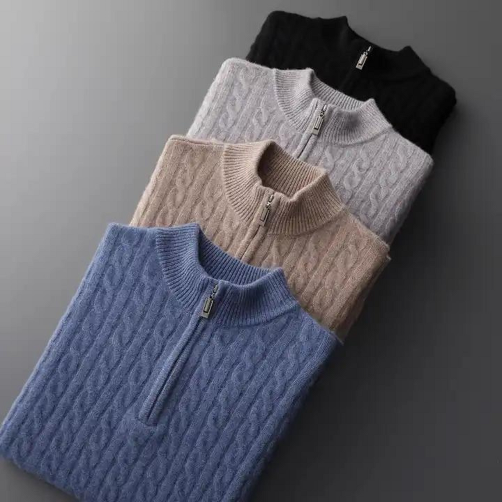 Cashmere Quilted Combo Zip Dark Brown