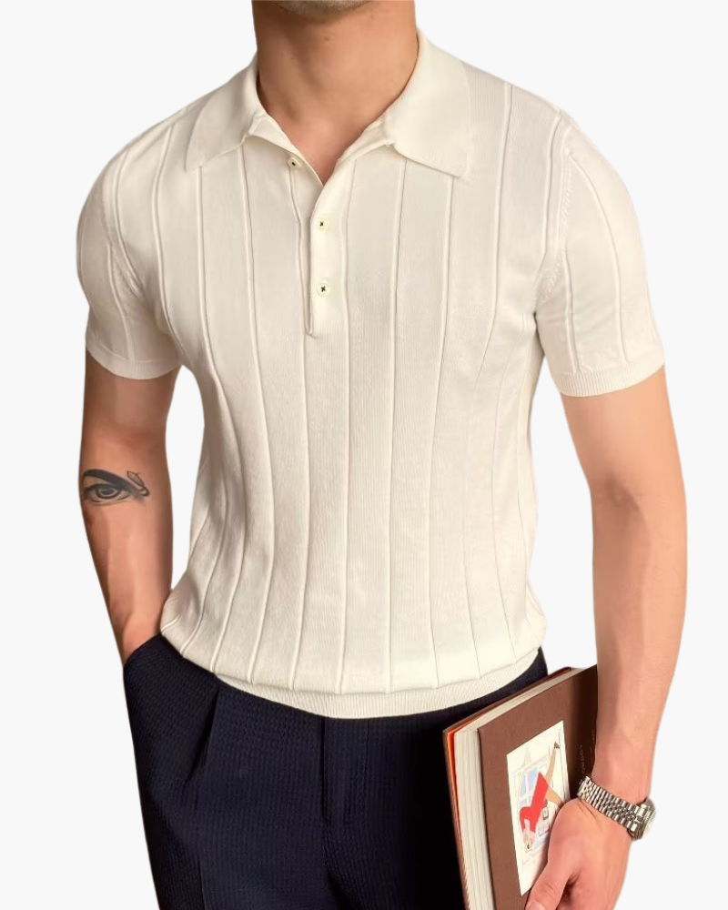 Cannes Ribbed Cotton Polo - Old Money