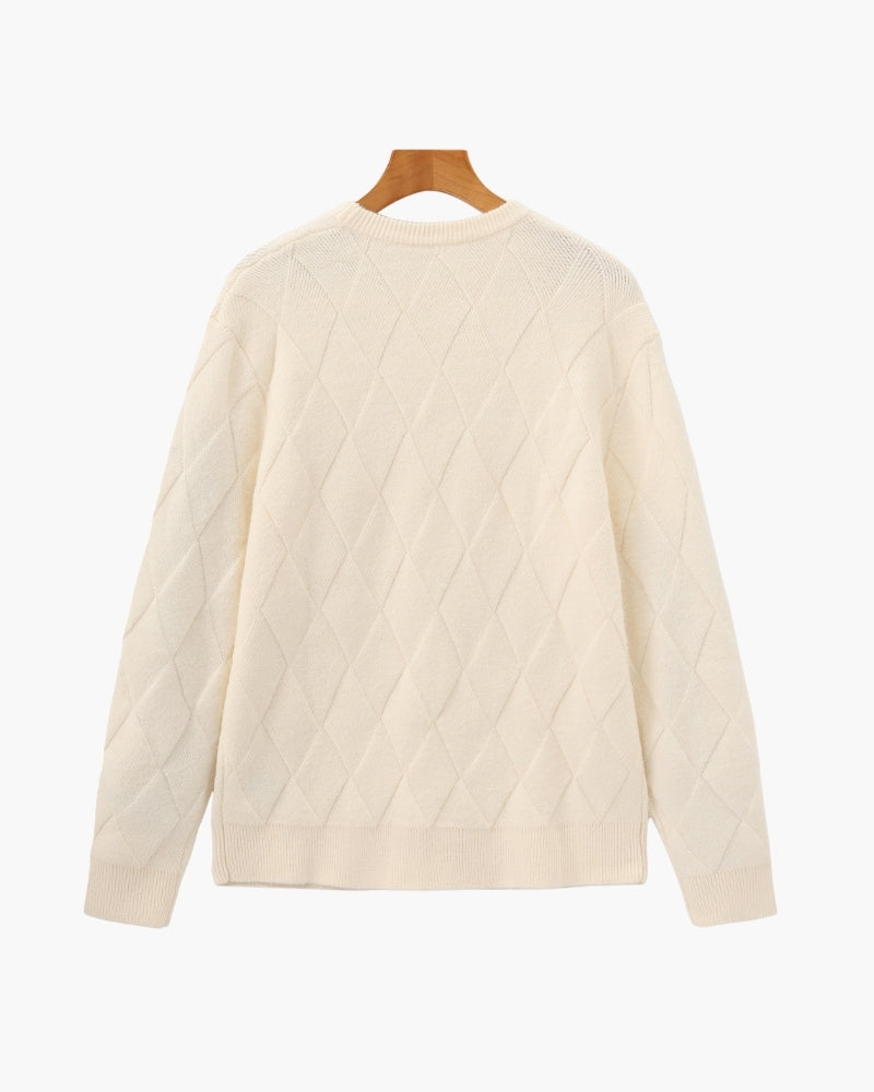 Diamond Knit Crewneck Sweater - Old Money