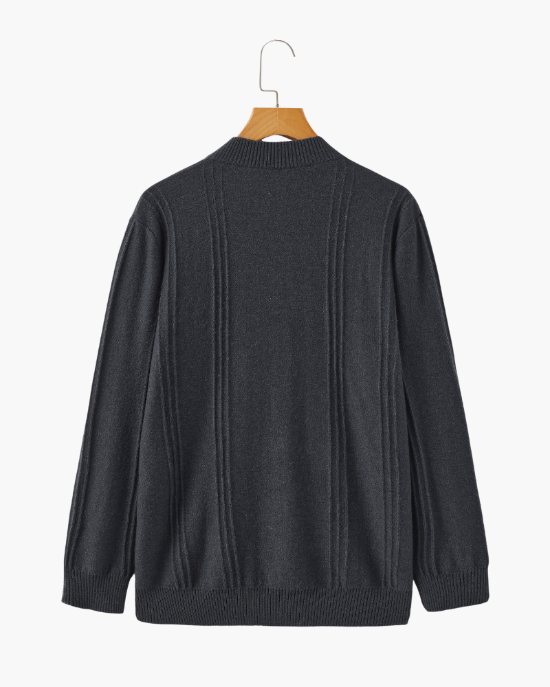 100% Cashmere Ribbed Half Zip - Old Money