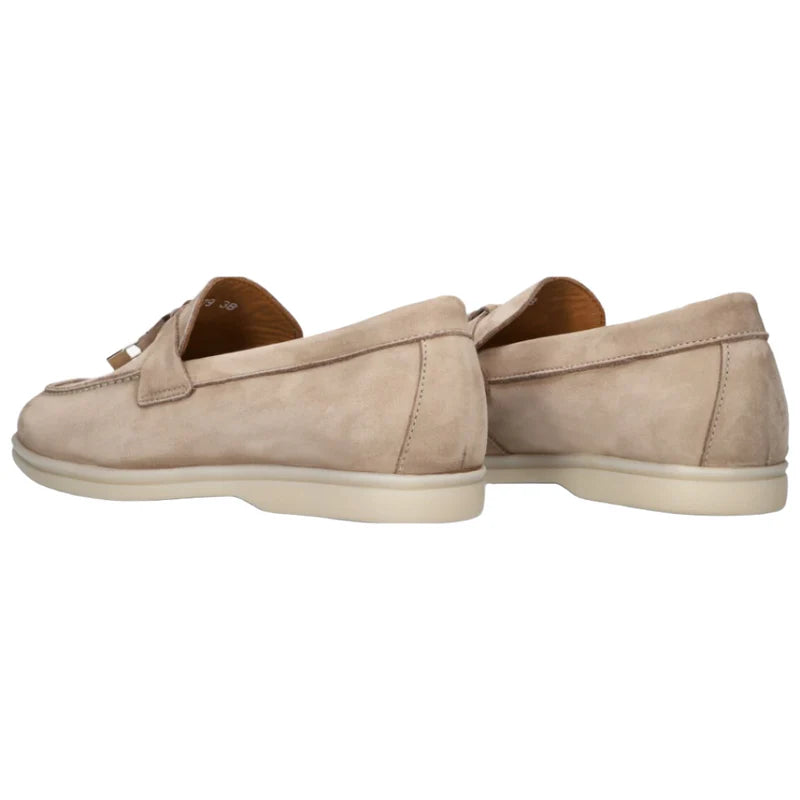 Old Money Suede Lady Loafers-Beige