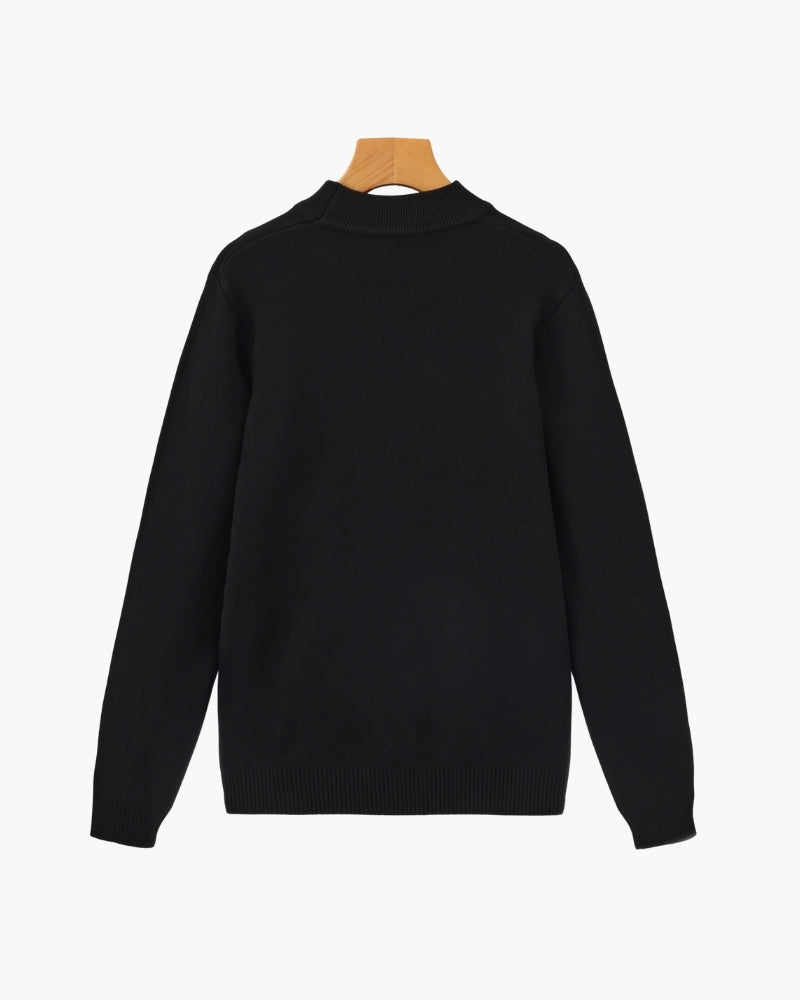 Essential Ribbed Mock Neck Sweater - Old Money