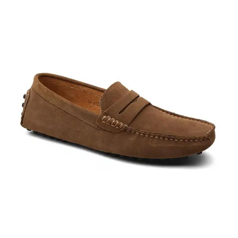 Suede Driver Loafers-Brown