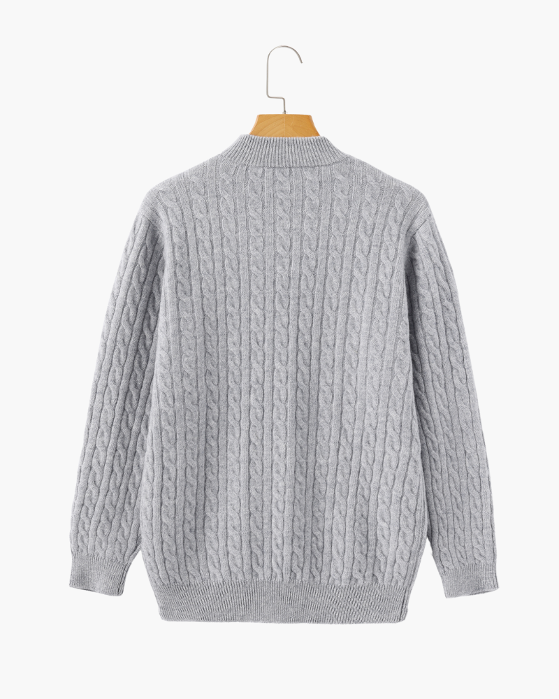 100% Cashmere Woven Half Zip - Old Money