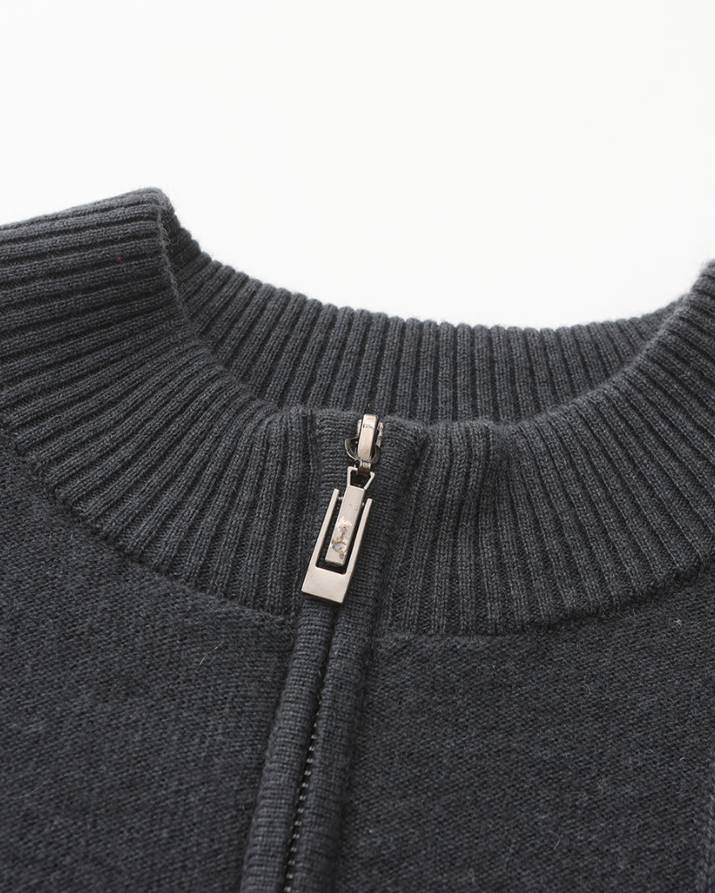 100% Cashmere Ribbed Half Zip - Old Money