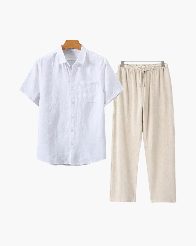 Old Money White Linen Tailored Shorts