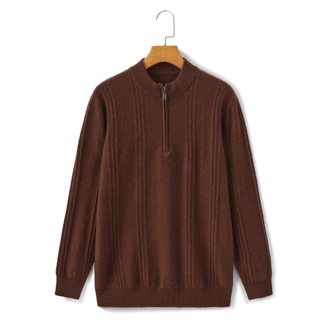 100% Cashmere Ribbed Half Zip