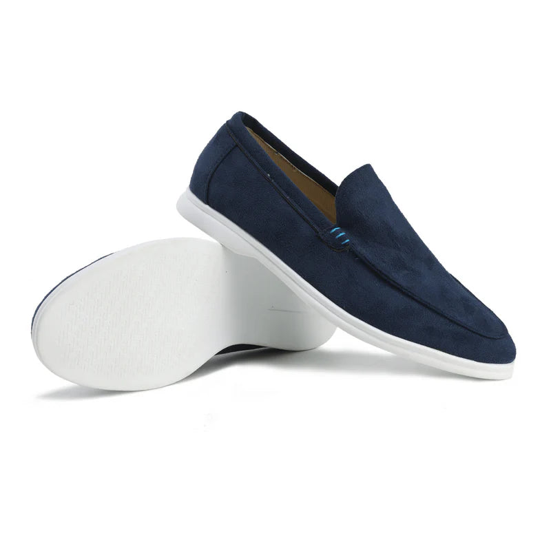 Old Money Suede Loafers-Marine-Blue