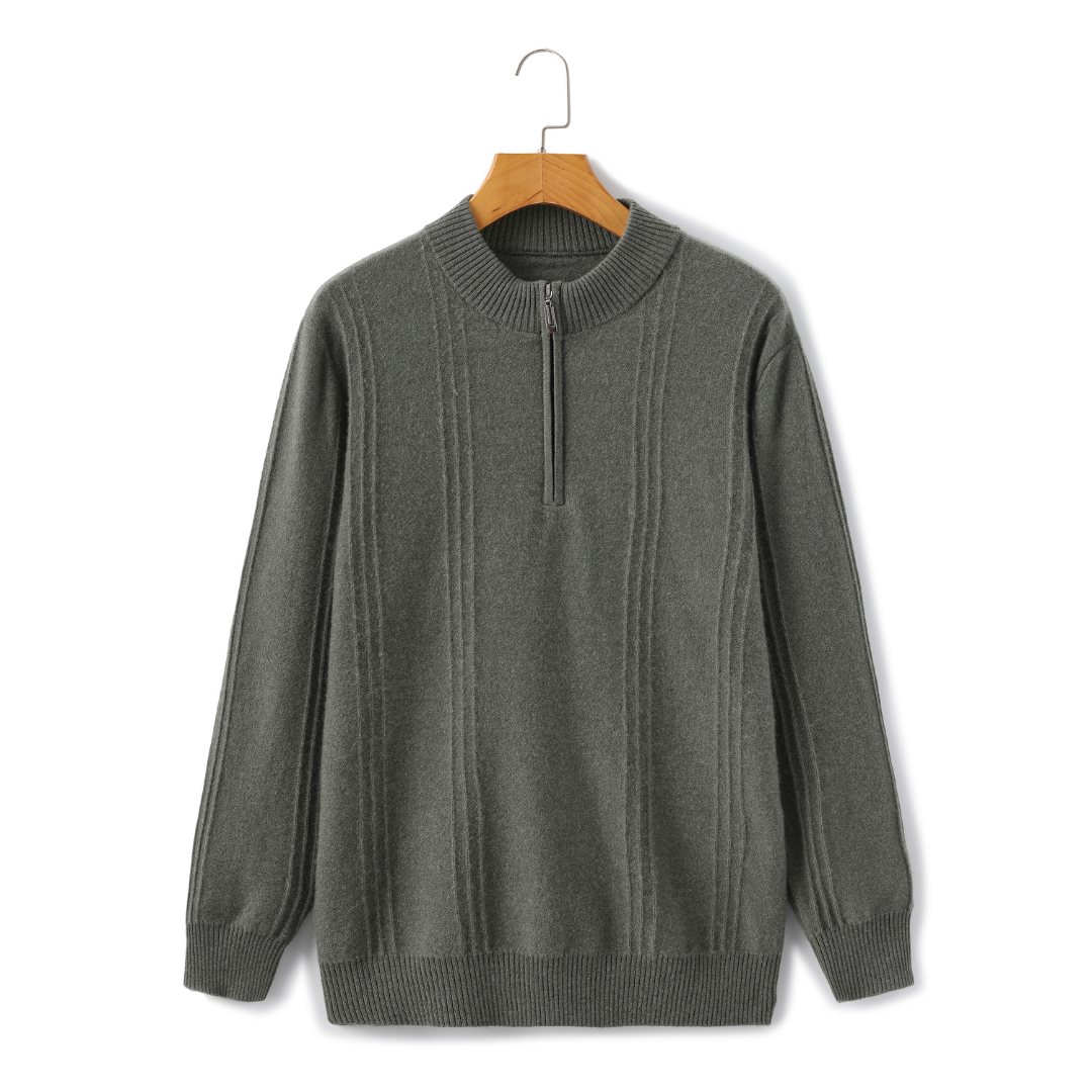 100% Cashmere Ribbed Half Zip