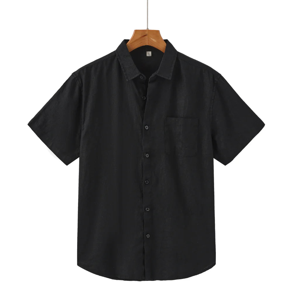 Cape Town - Linen Shirt (Shortsleeve)-Black