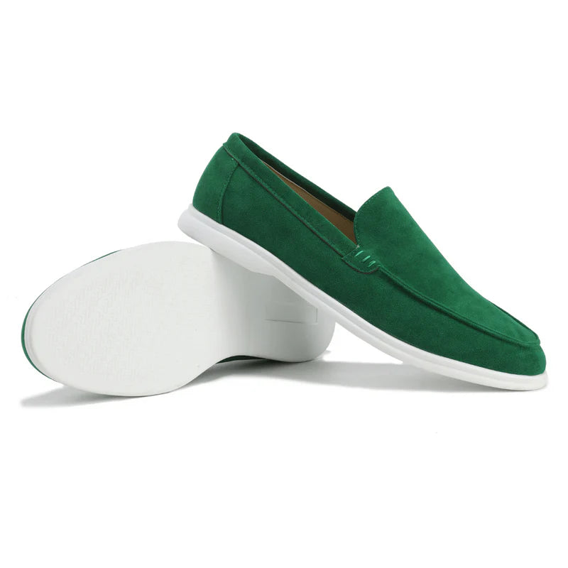 Old Money Suede Loafers-Green