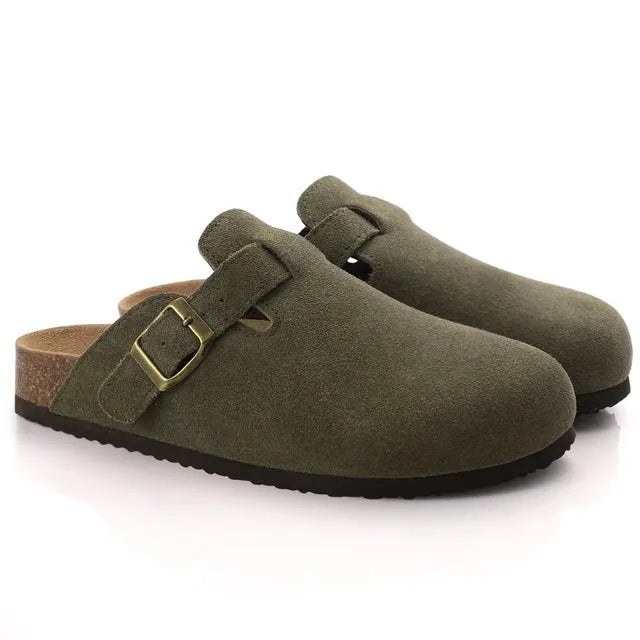 Old Money Suede Clogs-Green