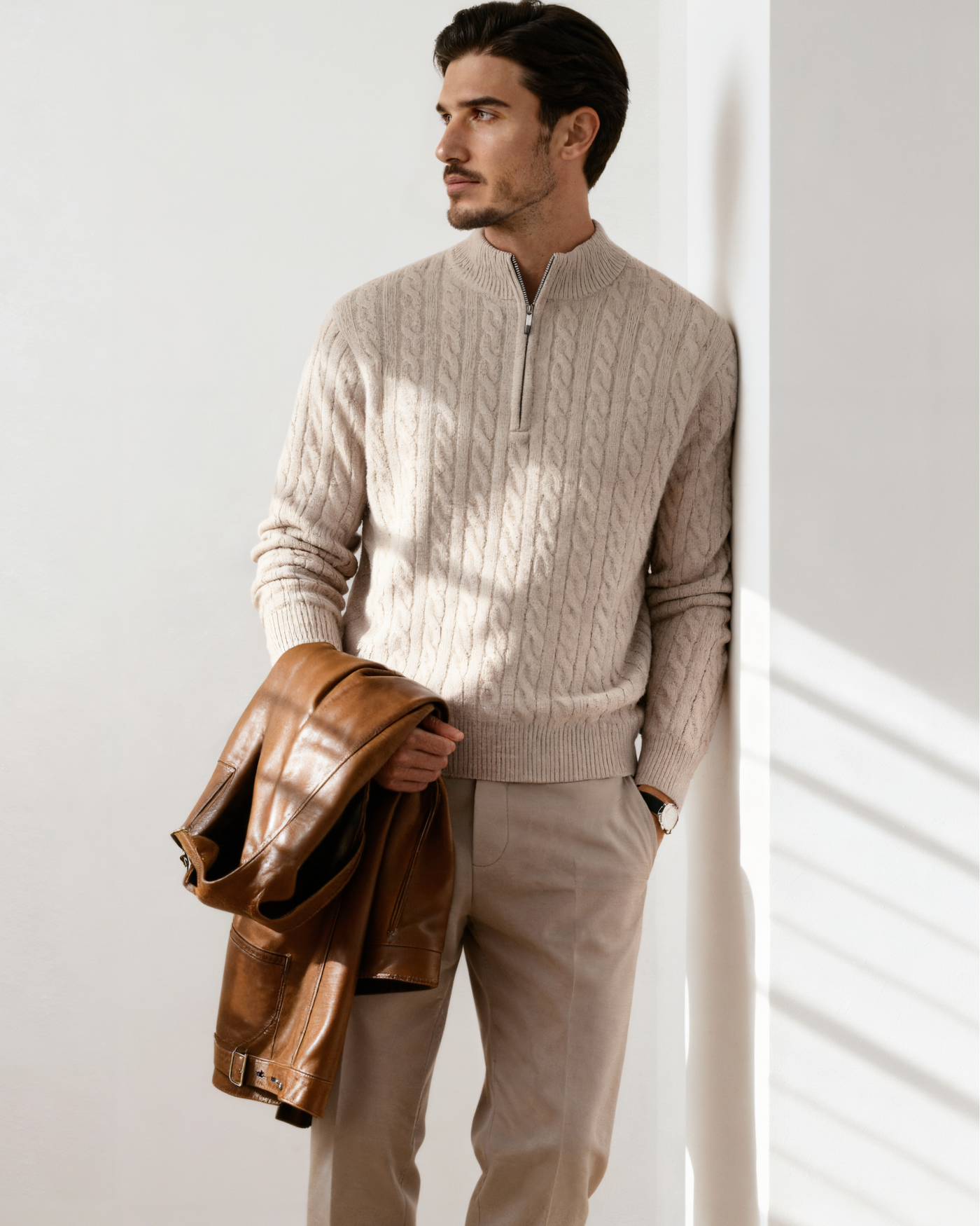 The Old Money Quarter Zip Knit - Gray