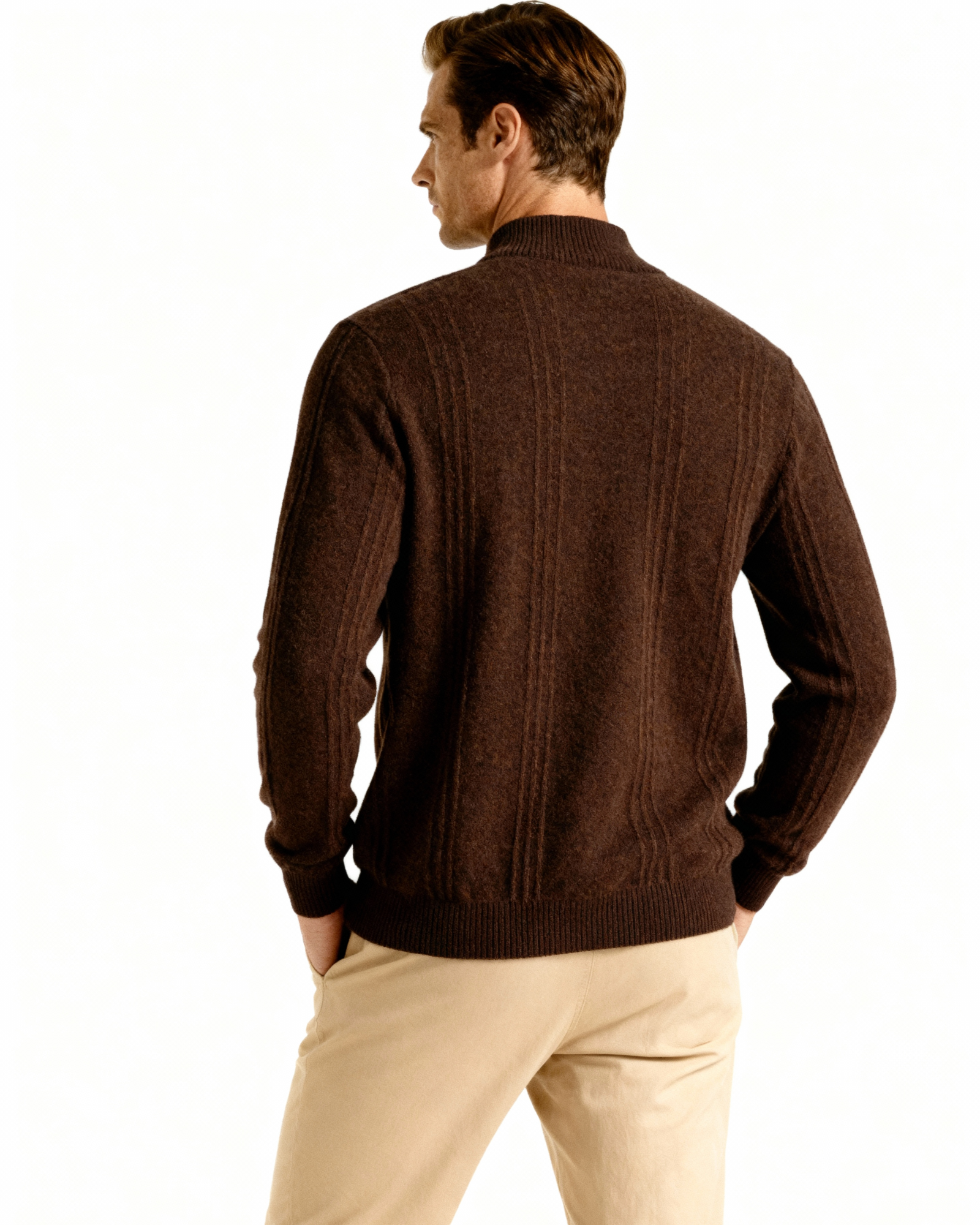 100% Cashmere Ribbed Half Zip - Old Money