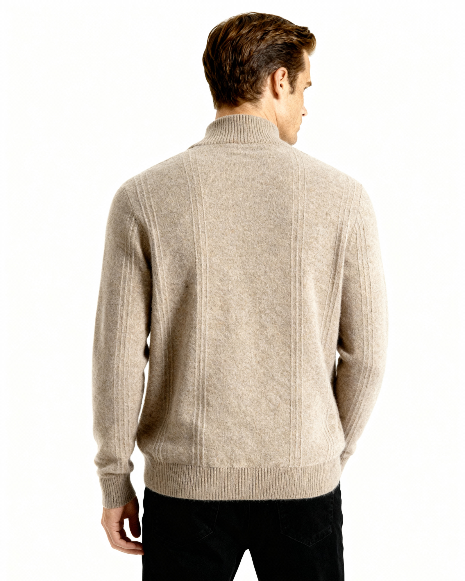 100% Cashmere Ribbed Half Zip - Old Money