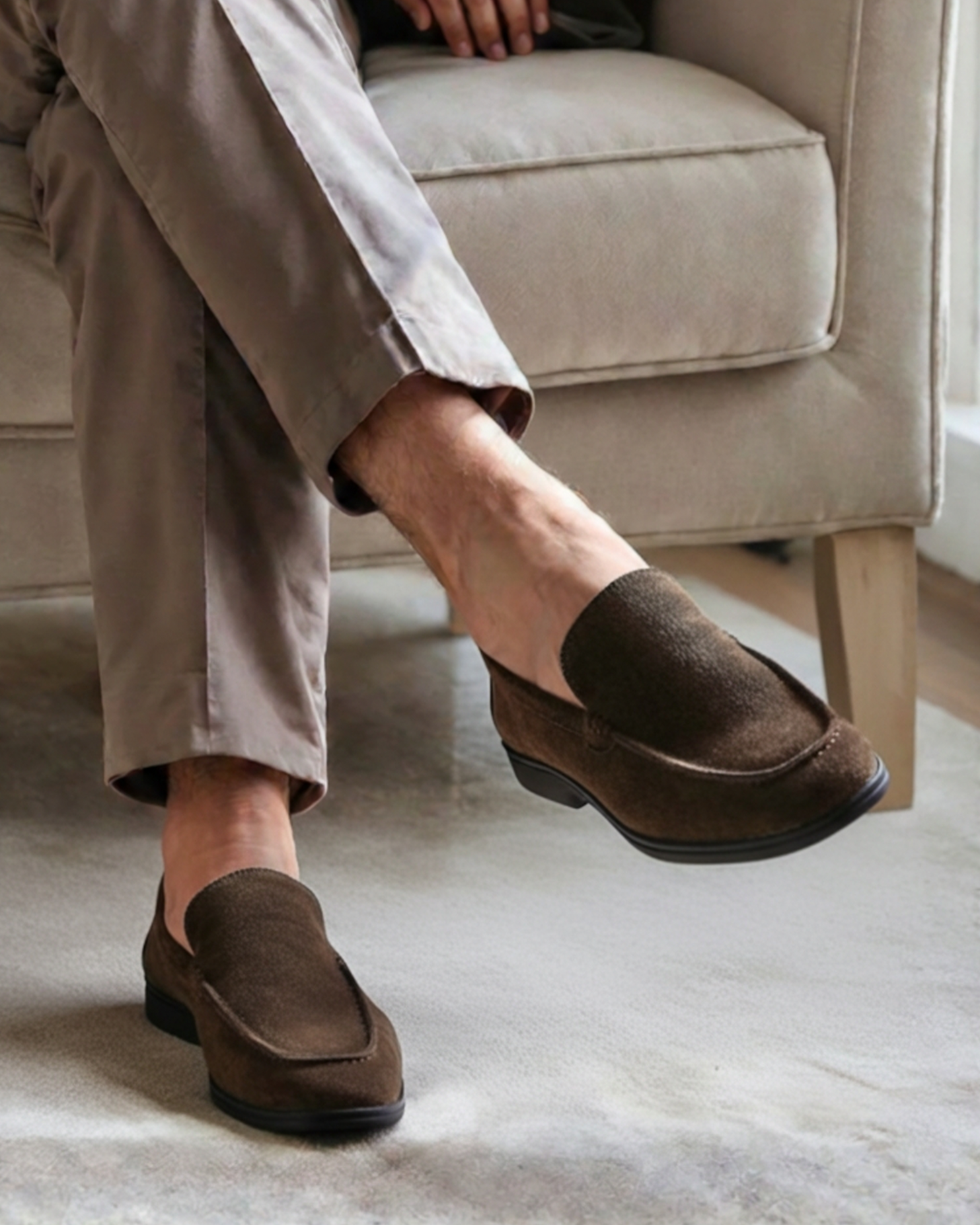 Premium Suede Loafers - Black Soles | Old Money