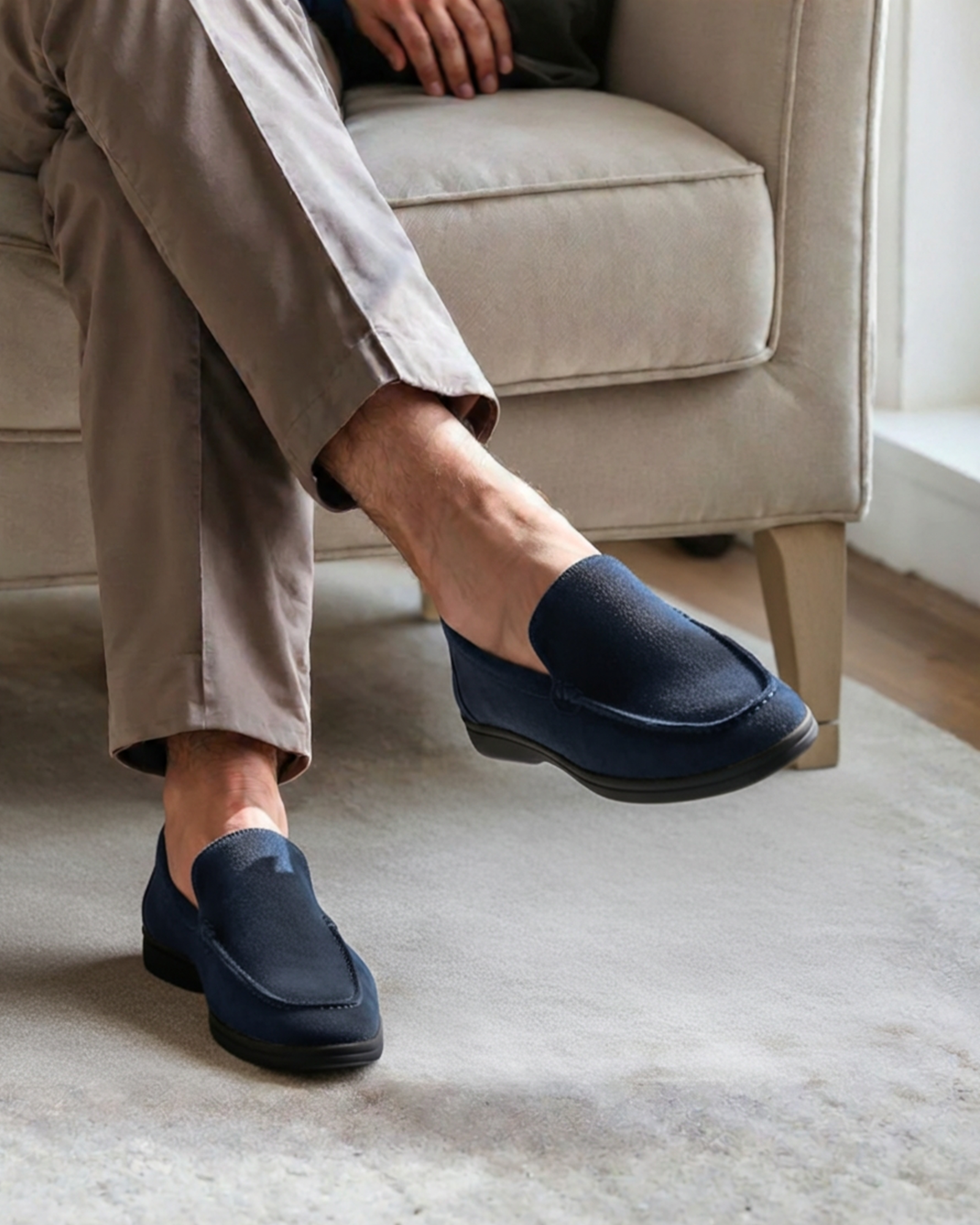 Premium Suede Loafers - Black Soles - Old Money